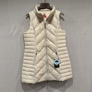 My Anorak Womens Large White Duck Down Lightweight Full Zip Cream Puffer Vest